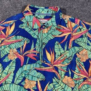Tommy Bahama Sand Linen Birds And Paradise Shirt Hawaiian Loud Colorful Mens L